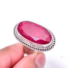 Ruby Simulated 925 Sterling Silver Ring S.9 R34017891, Christmas Gift