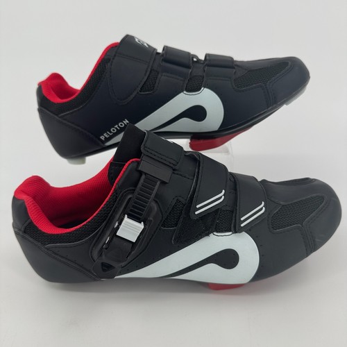 Peloton Cycling Shoes UNISEX Black Red White Hook Loop Close Womens 10 Mens 8
