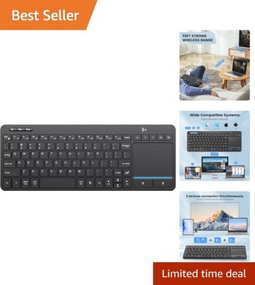 Portable Wireless Bluetooth Keyboard with Touchpad - Switch Between 3 Devices