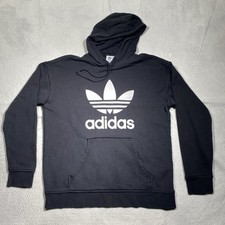 Vintage Adidas Sweatshirt Men  s Medium Black Long Sleeve Hoodie Trifoil