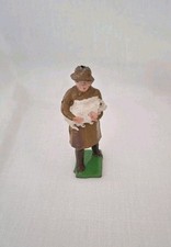 Vintage Lead Johillco (John Hill & Co) Shepherd Holding a Baby Lamb (1930's)