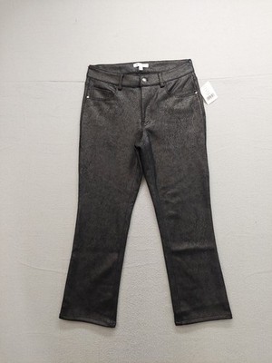 Daily Thread Women Pants 10 Black Mid Rise Flared Leg 5 Pocket Design Button