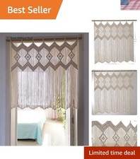 Versatile Ivory Macrame Wall Hanging - 33.4''W x 35.4''H Valance for Home Decor