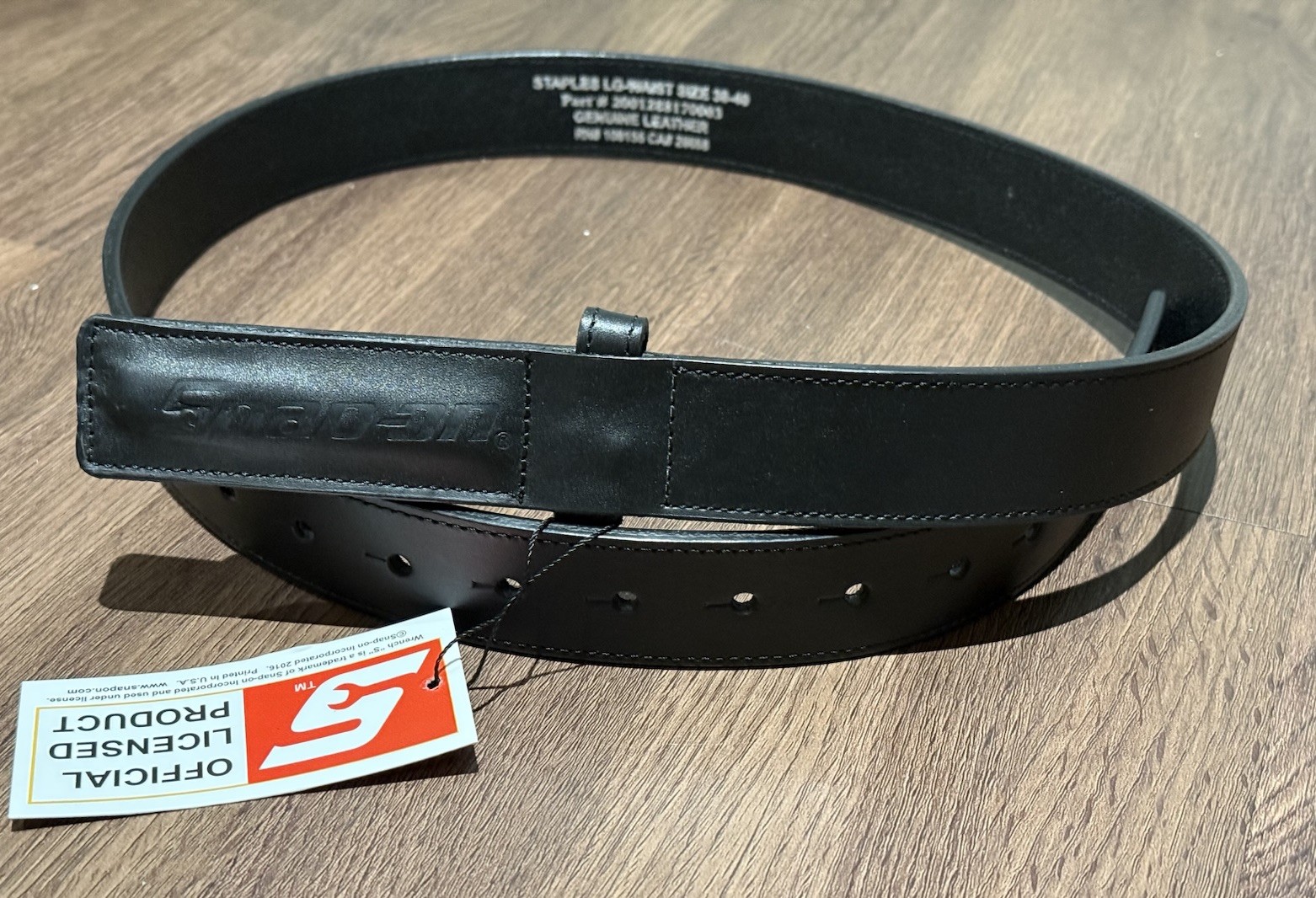 SNAP ON Mechanic Belt No Scratch Black Leather Work Belt Sizes USA WAIST (30-52)