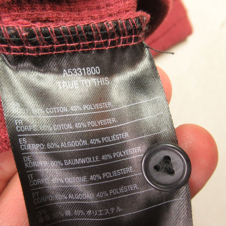 Volcom Hoodie Mens Small Long Sleeve Hooded 1/4 Button Outdoors Red - Image 4 of 4