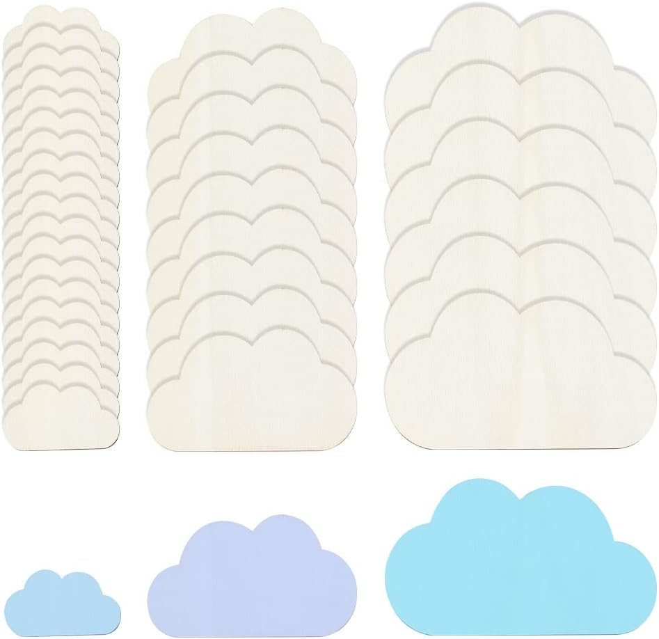 36 Stück Unlackierte Holzscheiben Wolkenform Holzstücke DIY Projekte Malerei