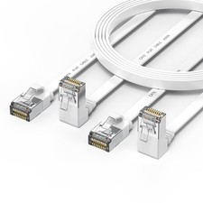 2 PCS 90 Degree Cat 6 Ethernet Cable Flat 6FT Right Angle Network Patch White