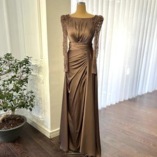 Gorgeous Mother of the Bride Dress for Weddings with Long Sleeves Beaded Scoop