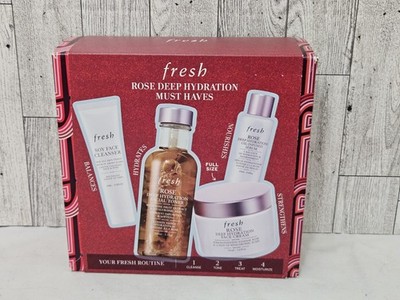 New Fresh Rose Deep Hydration Cleanser Toner Serum Treatment Cream Gift Box Set