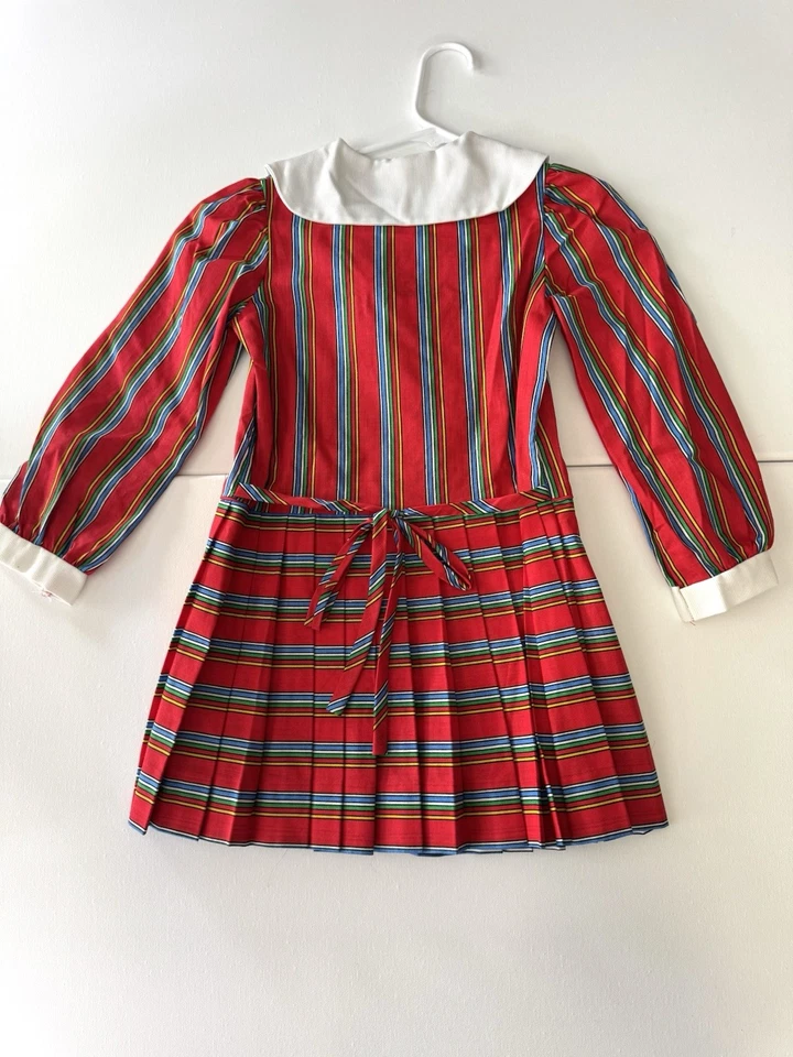 Vestido Marinero Rojo Niña Vintage Ediciones Raras Falda Plisada Retro Vacaciones Foto 2 de 4