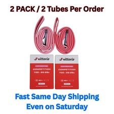 2 Vittoria latex tubes 700 x 25/28 48mm presta Valve with removable Valve Core