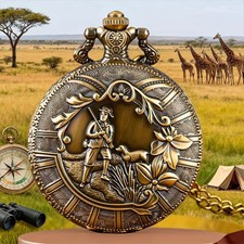 Hunter Design Quartz Pocket Watch Arabic Numerals Dial Gift
