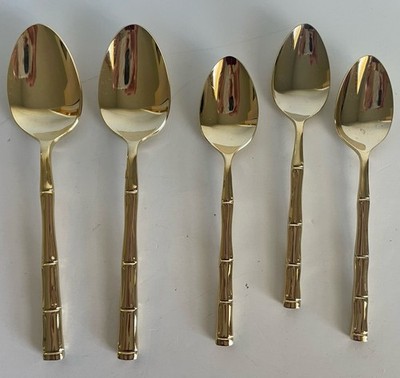Reed & Barton Rebacraft GOLDEN ROYAL BAMBOO Gold Electroplate 3 Teaspoons 2 Soup