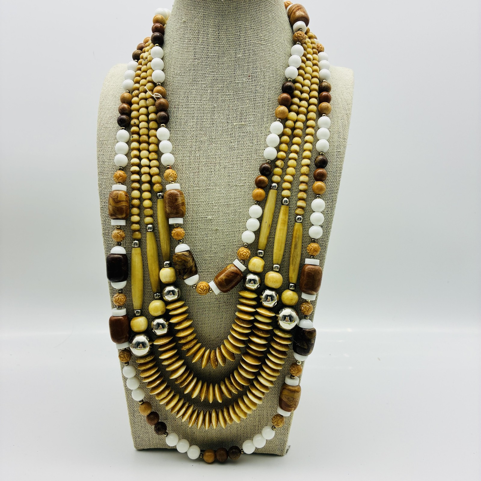 Beaded Bib Layered Statement Necklaces Multicolor… - image 1