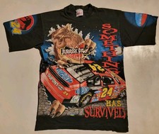  Vtg 90's Nascar Jurassic Park The Ride AOP T Shirt Jeff Gordon 1997 VGC SZ M LG