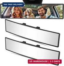 2 Pack Car Rearview Mirror HD Glass 12 Inch Anti Glare Clip On Panoramic Wide An