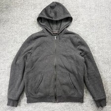 Michael Kors Mens Charcoal Gray Sherpa Lined Full Zip Hoodie Sweatshirt Large