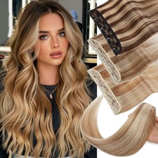 Clip In 3/4 Full Head Thick One Piece Weft Balayage Remy Human Hair Extensions