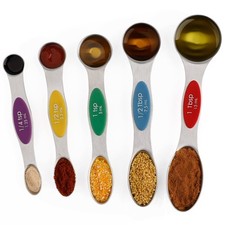 Magnetic Measuring Spoons Set Of 5 Stainless Steel Dual Sided Stackable Teaspoon