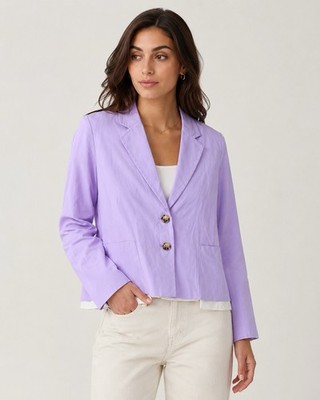 Vicolo Womens Small Lavender Cropped Blazer Jacket NWT Cotton Stretch Italy 