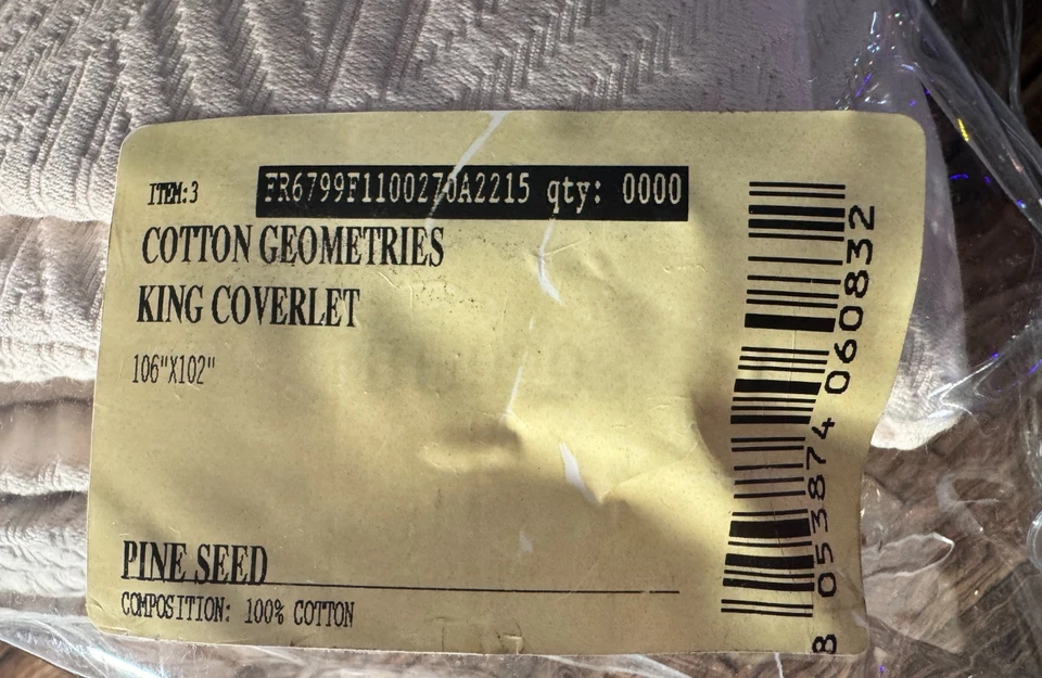 Frette Geometrics 100% Algodão King Coverlet Semente de Pinho $795 - Imagem 4 de 4