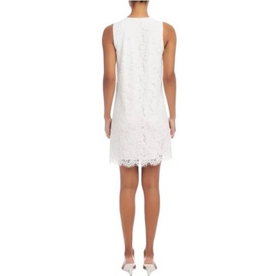 Karen Kane Lace Shift Mini Dress V-Neck Sleeveless Scallop Hem L Ivory NEW  MP | eBay