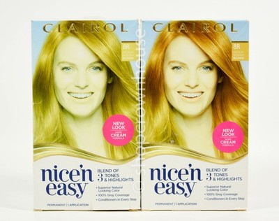 2 Clairol Nice'n Easy #8R MEDIUM REDDISH BLONDE Hair Color - blue box