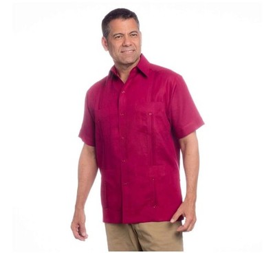 Mojito Men's Classic Four-Pocket Guayabera Shirt Poly Cotton Blend Short Sleeve