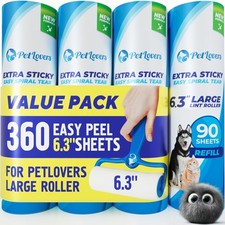 Extra Sticky Lint Roller Refills 4 Pack, 90 Sheets Each, 360 Total Sheets