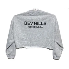 Sumwon Beverly Hills Gray Cropped Sweatshirt Mens M Rodeo Drive Athletic Fit Y2K
