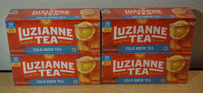 4x Luzianne Unsweetened Cold Brew Black Iced Tea Bags Family Size 22ct Box