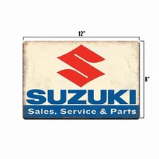 Suzuki Motorcycles Tin Metal Sign Vintage Retro Rustic Style Man Cave Garage