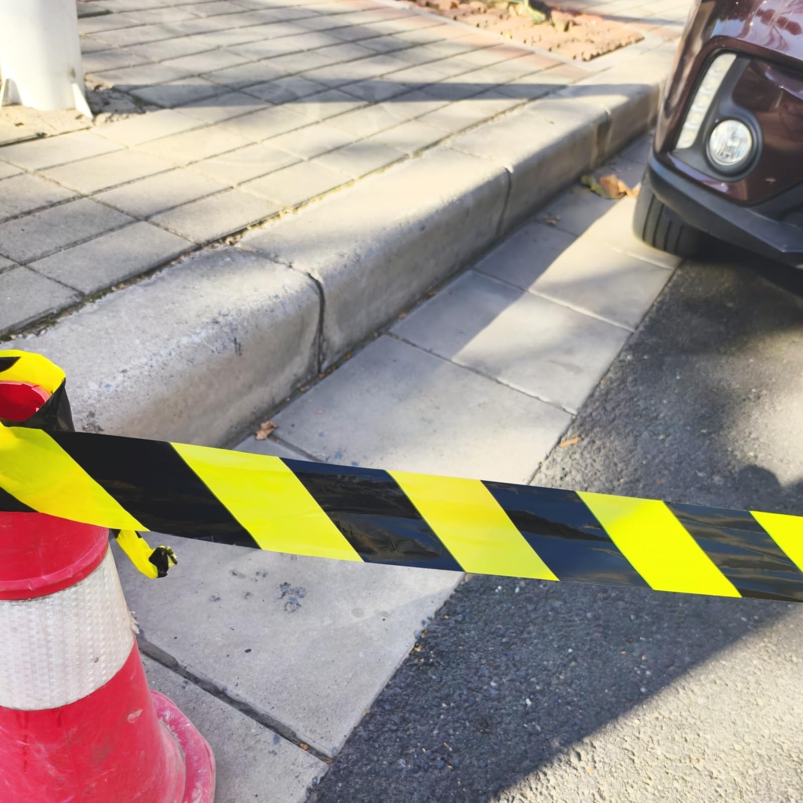 Topsoon Caution Tape Yellow And Black Striped Barricade Tape 2.8-Inch By
