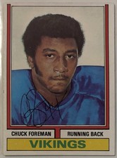 Chuck Foreman 1974 Topps Rookie Card In-Person Auto Minnesota Vikings RC #113. rookie card picture