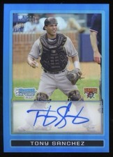 2009 Bowman Draft Prospects Chrome True Blue Refractor /150 Tony Sanchez Auto