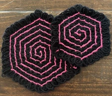 2 Handmade Crochet Hot Pads Trivets Doily Black Pink Spiderweb Floral Halloween