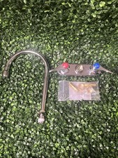 T S Brass, B-1141, Deck Mounted Workboard Faucet with 4" Centers