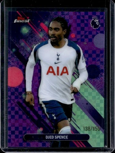 2025-26 Topps Finest Premier League Djed Spence Common Purple Checkerboard #/150