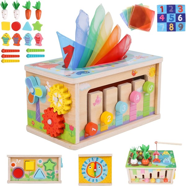 Montessori Spielzeug TüCherbox 6 In 1 FüR Baby Ab 6 Monate Bis 1 Jahr-image