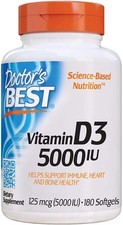 Doctor's Best Vitamin D3 5000IU, Non-GMO, Gluten & Soy Free, Regulates Immune Fu