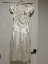 Vintage Zum Zum White Formal/prom Dress With Rosette And Lace Size 3/4