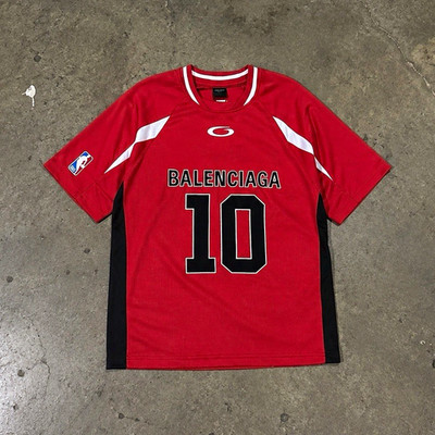 Txt me b4 buying. Balenciaga NBA Basketball Mesh Jersey Shirt Red/Black