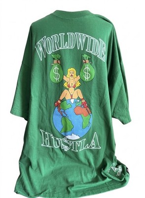 Vintage Y2K Algierz Worldwide Hu$TLA Graphic Hip Hop Streetwear T Shirt 4XL