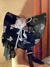 Schute z.Biedermeierkleid,Hut z.Western,Krinolinenkleid,Südstaaten,Samt,schwarz