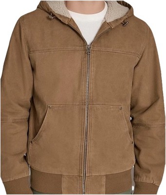 Levi's Men's Workwear Cotton Canvas Hoodie Bomber Brown Jacket Size XXL