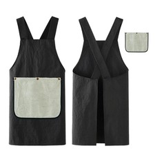 Waterproof Kitchen Apron with 2 Removable Towel Pockets No-Tie Cross Back C...