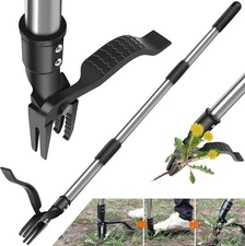 GOXAWEE Weed Puller Tool, 4-Claw Stand Up Weeder with Adjustable 46” Handle fo