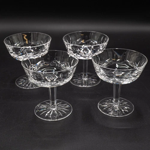 4 Vintage Waterford Crystal LISMORE Champagne Coupe Sherbet Glasses