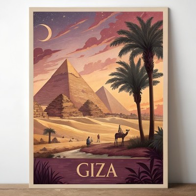Majestätisches Gizeh Ägypten Reiseposter - Pyramiden und Sphinx Kunstdruck_mehrDetail_4k_