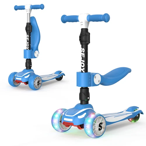 Kids Kick Scooter Adjustable Beginner Lightweight Easy Folding Scooter Gift Blue